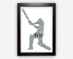Personalised Cricket Team Gifts Word Art Wall Print - Cricket Gifts Wall Decor Custom Word Cloud Wall Art A3 A4 A5 8x10 Print GC1048