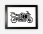 Personalised Motorcycle Gift Biker Wall Art Print - Dad Gifts For Him Motorbike Rider Racer Gift Motorcycle Club Ride Word Art Print PG0080