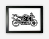 Personalised Motorcycle Gift Biker Wall Art Print - Dad Gifts For Him Motorbike Rider Racer Gift Motorcycle Club Ride Word Art Print PG0080