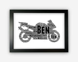 Personalised Motorcycle Gift Biker Wall Art Print - Dad Gifts For Him Motorbike Rider Racer Gift Motorcycle Club Ride Word Art Print PG0080