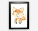 Personalised Fox Lover Gift Word Art Wall Room Decor Prints PG108