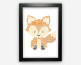 Personalised Fox Lover Gift Word Art Wall Room Decor Prints PG108