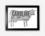 Personalised Cow Gifts Word Art Wall Print - Farm Animals Gifts Wall Decor Custom Word Cloud Wall Art A3 A4 A5 8x10 Print GC1449