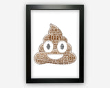 Personalised Poop Emoji Gifts Word Art Wall Print - Smiley Poop Gifts Wall Decor Custom Word Cloud Wall Art A3 A4 A5 8x10 Print NP003
