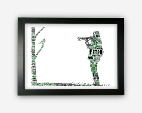Personalised Birdwatching - Bird Photographer Enthusiast - Twitcher Gift Word Art Wall Room Decor Prints SC0025
