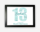 Personalised 13th Birthday Gifts Word Art Wall Print - For Girls Gifts Wall Decor Custom Word Cloud Wall Art A3 A4 A5 8x10 Print SC0218