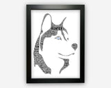 Personalised Husky Gifts - Siberian Husky Dog Lover Owner Gifts - Dog Dad Mum - Blue Green Brown Eye Husky Word Art Wall Print Gift PG300