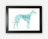 Personalised Greyhound Gifts For Dog Lover Owner - Dog Mum Pet Dad Gifts - Greyhound Wall Art Word Art Print GC1395