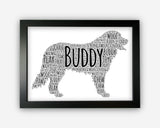 Personalised Bernese Mountain Dog For Pooch Lover Gift Word Art Wall Room Decor Prints GC1389