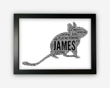 Personalised Degu Gifts Word Art Wall Print - Pet Rodent Gifts Wall Decor Custom Word Cloud Wall Art A3 A4 A5 8x10 Print GC1469