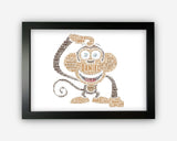 Personalised Word Art Gift Monkey Gift For Boy Gift For Girl Monkey Wall Art Wall Prints Wall Art Gift Wall Art Prints PG103
