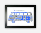 Personalised Campervan Gifts Word Art Wall Print - Caravan Gifts Wall Decor Custom Word Cloud Wall Art A3 A4 A5 8x10 Print SC0075