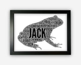 Personalised Frog Gifts Word Art Wall Print - Toad Gifts Wall Decor Custom Word Cloud Wall Art A3 A4 A5 8x10 Print GC1496