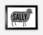 Personalised Sheep Gifts Word Art Wall Print - Farm Animals Gifts Wall Decor Custom Word Cloud Wall Art A3 A4 A5 8x10 Print GC1450