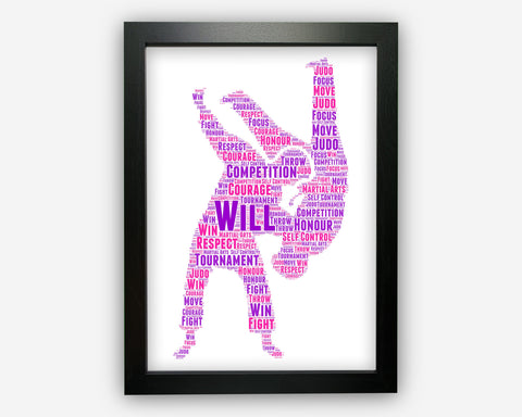 Personalised Judo Throw Martial Arts Print Sports For Self Defence Gift Word Art Wall Room Decor Prints GC1100