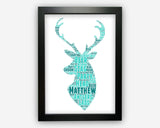 Personalised Word Art Gift Stag Gift Deer Head Gift Stags Head Gift For Stag Wall Prints Wall Art Gift Wall Art Prints PG0085