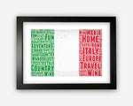 Personalised Italy Flag For Italian Italy Gift Word Art Wall Room Decor Prints NP074