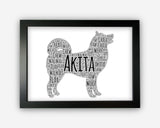 Personalised Akita Dog For Pooch Lover Decorative Puppy Gift Word Art Wall Room Decor Prints GC1387