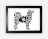 Personalised Akita Dog For Pooch Lover Decorative Puppy Gift Word Art Wall Room Decor Prints GC1387