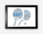 Personalised Table Tennis Ping Pong Team Player Gift Word Art Wall Room Decor Prints GC1162