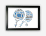 Personalised Table Tennis Ping Pong Team Player Gift Word Art Wall Room Decor Prints GC1162