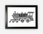 Personalised Steam Train Gifts Word Art Wall Print - Trainspotting Gifts Wall Decor Custom Word Cloud Wall Art A3 A4 A5 8x10 Print GC1509