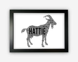 Personalised Billy Goat Gifts Word Art Wall Print - Goat Farm Gifts Wall Decor Custom Word Cloud Wall Art A3 A4 A5 8x10 Print GC1500