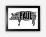 Personalised Pig Gifts Word Art Wall Print - Farm Animals Gifts Wall Decor Custom Word Cloud Wall Art A3 A4 A5 8x10 Print GC1448