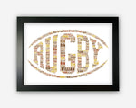 Personalised Rugby Print Sports Ball Gift Word Art Wall Room Decor Prints GC1109