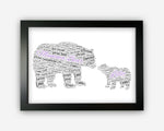 Personalised Mama Bear Mothers Day Gift For Mum Gifts From Kids For Her - Baby Bear & Mummy Bear Gift Word Art Wall Room Prints SC0081