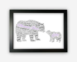Personalised Mama Bear Mothers Day Gift For Mum Gifts From Kids For Her - Baby Bear & Mummy Bear Gift Word Art Wall Room Prints SC0081
