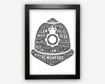 Personalised Police Officer Gifts - UK Policeman Hat Word Art Wall Print - Constable Sergeant PC Policeman Gifts For Men Male Police GC1303