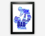 Personalised Word Art Gift Father And Son Gift For Dad Gifts Baby Boy Gift Daddy Wall Prints Wall Art Gift Wall Art Prints PG0514