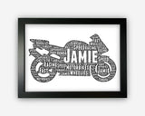 Motorcycle Gifts Personalised Word Art Gift Wall Art Wall Prints Wall Art Wall Decor Motorbike Gifts Prints Dad Gifts GC1305