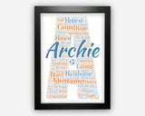 Personalised Any Initial Gifts Word Art Wall Print - Boys Name Gifts Wall Decor Custom Word Cloud Wall Art A3 A4 A5 8x10 Print SC0157