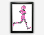 Personalised Running Gift For Her - Triathlon Marathon Training Gifts Female Woman Runner Gift Word Art Wall Room Decor Prints PG0943