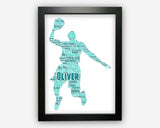 Personalised Basketball Player Gifts - Basketball Team Coach Gifts - Basketball Gifts For Him - Basketball Word Art Wall Art Prints PG0073