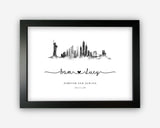 Personalised Couples Anniversary New York City Print - Valentine’s Gift for her - Gift for him - Boyfriend Girlfriend Wife Husband AP012