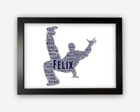 Personalised Freestyle Dance Music Rhythm Hip Hop Dancer Gift Word Art Wall Room Decor Prints NP163