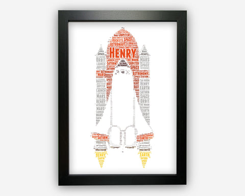 Personalised Word Art Gift NASA Space Shuttle Gift Rocket Gift Space Travel Gift Wall Prints Wall Art Wall Decor Gift Print PG0551