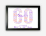 Personalised 60th Birthday Gifts Word Art Wall Print - For Women Gifts Wall Decor Custom Word Cloud Wall Art A3 A4 A5 8x10 Print SC0175