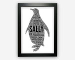 Personalised Penguin Gifts Word Art Wall Print - Anniversary Gifts Wall Decor Custom Word Cloud Wall Art A3 A4 A5 8x10 Print GC1491