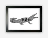Personalised Crocodile Gifts Word Art Wall Print - Croc Gifts Wall Decor Custom Word Cloud Wall Art A3 A4 A5 8x10 Print GC1452