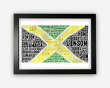 Personalised Jamaica Flag Jamaican Gift Word Art Wall Room Decor Prints NP149