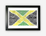 Personalised Jamaica Flag Jamaican Gift Word Art Wall Room Decor Prints NP149