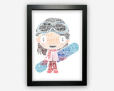Personalised Snowboarding Snowboarder Snow Sports Gift Word Art Wall Room Decor Prints GC1151