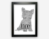 Personalised Yorkshire Terrier Dog For Yorkie Puppy Gift Word Art Wall Room Decor Prints GC1386