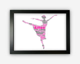 Personalised Ballet Dancer Ballet For Dance Lover Dancing Girl Gift Word Art Wall Room Decor Prints GC1032