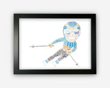 Personalised Skiing Skiier Ski Snow Sports Gift Word Art Wall Room Decor Prints GC1136