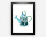 Personalised Watering Can Gardening Print For Gardener Gift Word Art Wall Room Decor Prints NP101